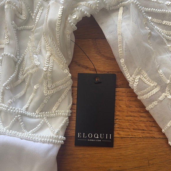 NWT Bridal Eloquii White One Shoulder Jumpsuit - Picture 4 of 14